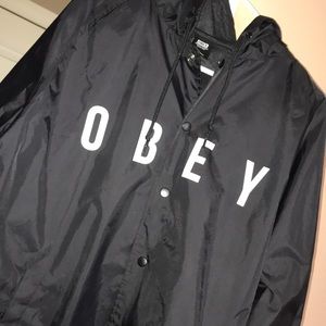 Obey Anyway Black Hooded Coaches Jacket